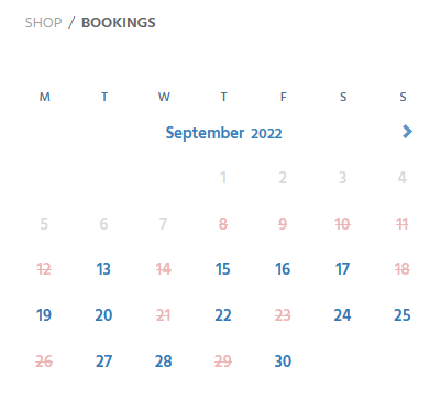 New availability calendar for E-Commerce
